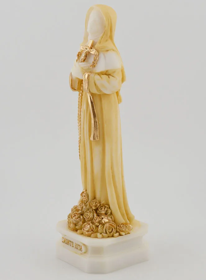 Figur der Heiligen Rita aus Bemaltem Alabaster – 12cm (pic 2)