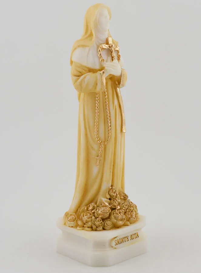 Figur der Heiligen Rita aus Bemaltem Alabaster – 12cm (pic 3)