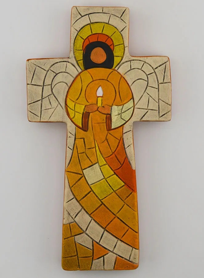 Keramikkreuz Wachender Engel – 15cm (pic 1)