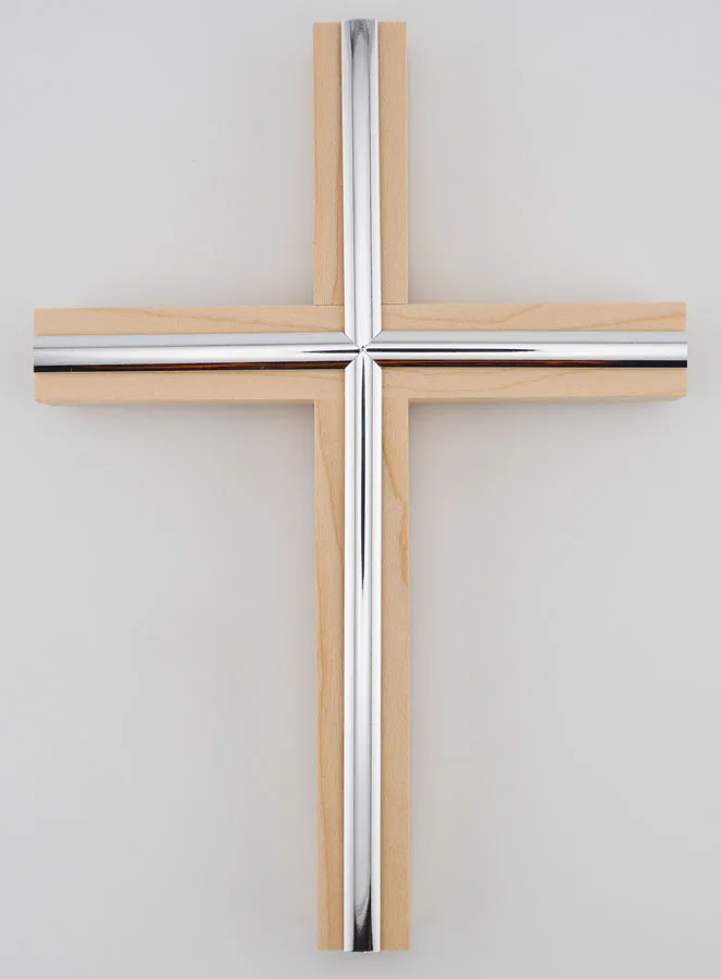 Kruzifix aus Ahornholz mit Silber Auflage – 20cm (pic 1)
