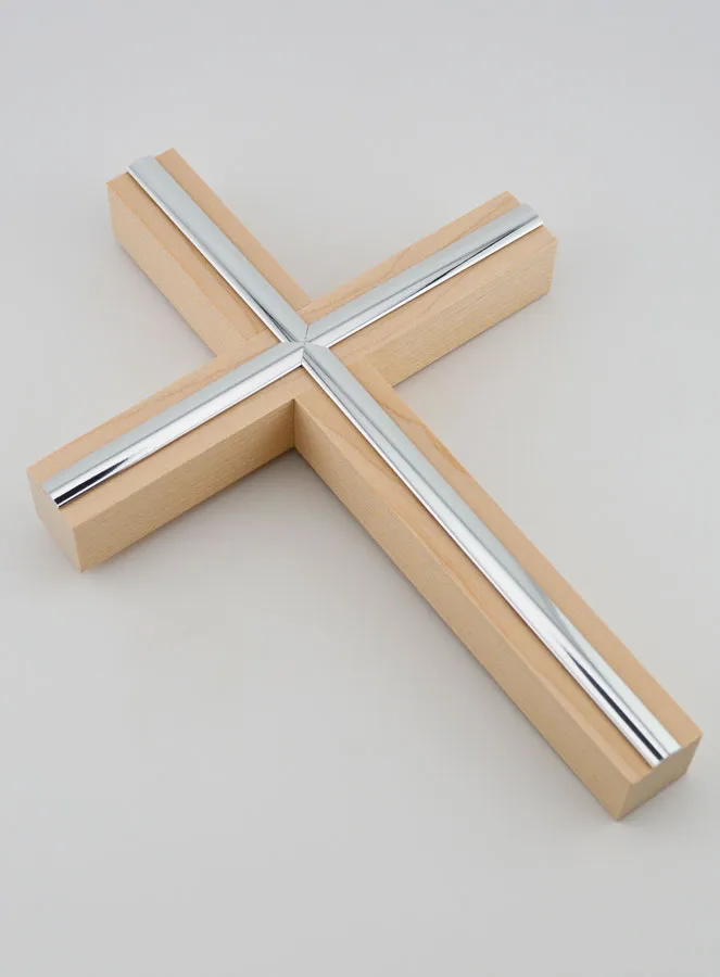 Kruzifix aus Ahornholz mit Silber Auflage – 20cm (pic 3)