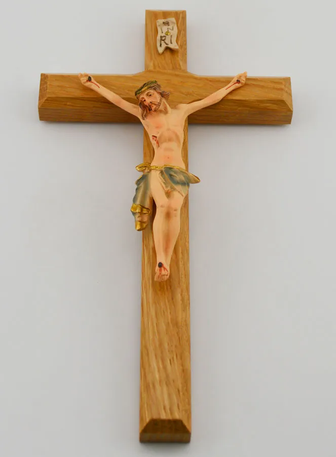 Kruzifix aus Lindenholz und Christus mit Blauem Tuch – 18cm (pic 2)