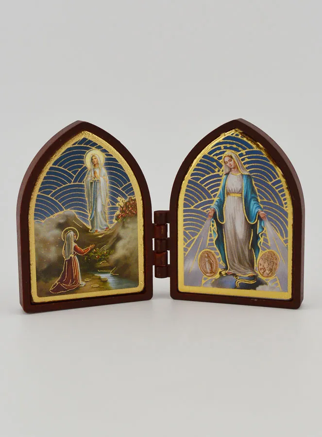 Mini Diptychon Ikone – Madonna von Lourdes und Wunderbare Gottesmutter (pic 1)