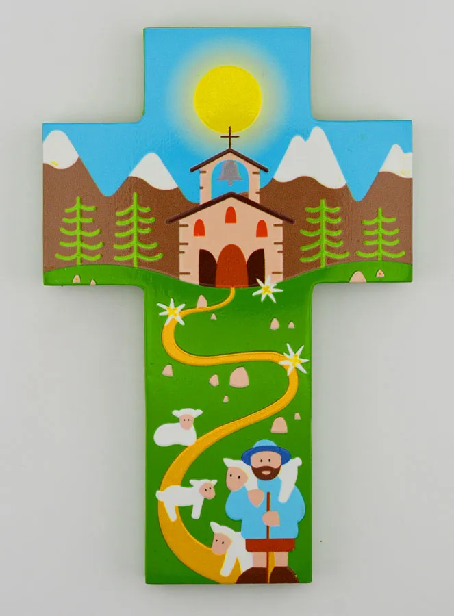 Kinderkreuz aus Holz – Der Gute Hirte (pic 1)