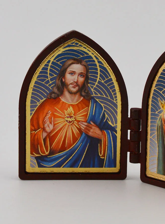 Kleine Diptychon Ikone – Die Heiligen Herzen Jesu und Mariens (pic 2)