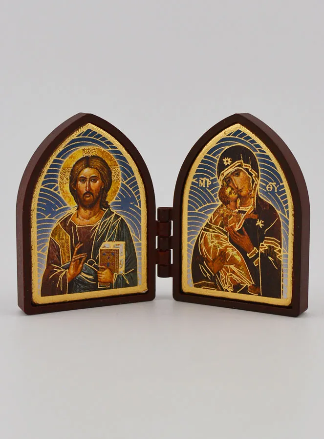 Kleine Diptychon Ikone – Christus Pantokrator und Gottesmutter von Wladimir (pic 1)