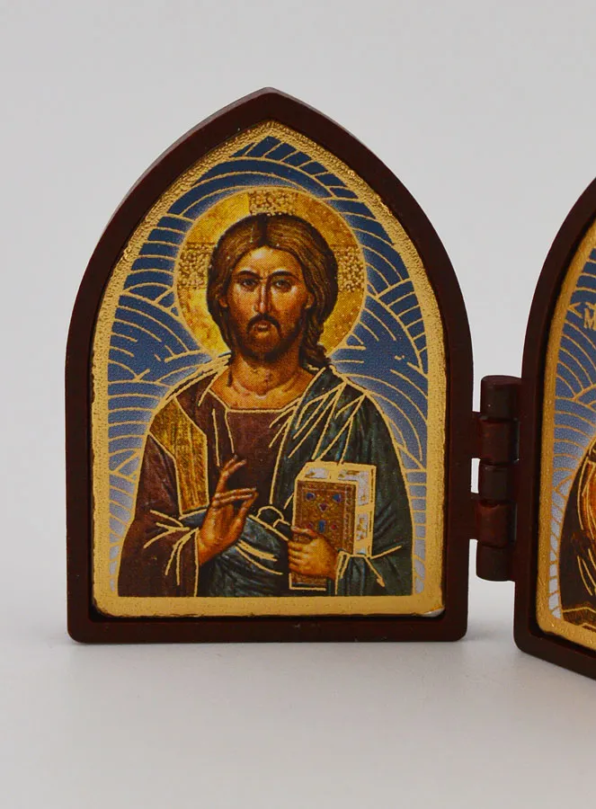Kleine Diptychon Ikone – Christus Pantokrator und Gottesmutter von Wladimir (pic 2)