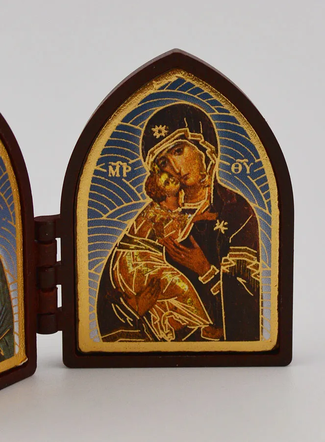 Kleine Diptychon Ikone – Christus Pantokrator und Gottesmutter von Wladimir (pic 3)