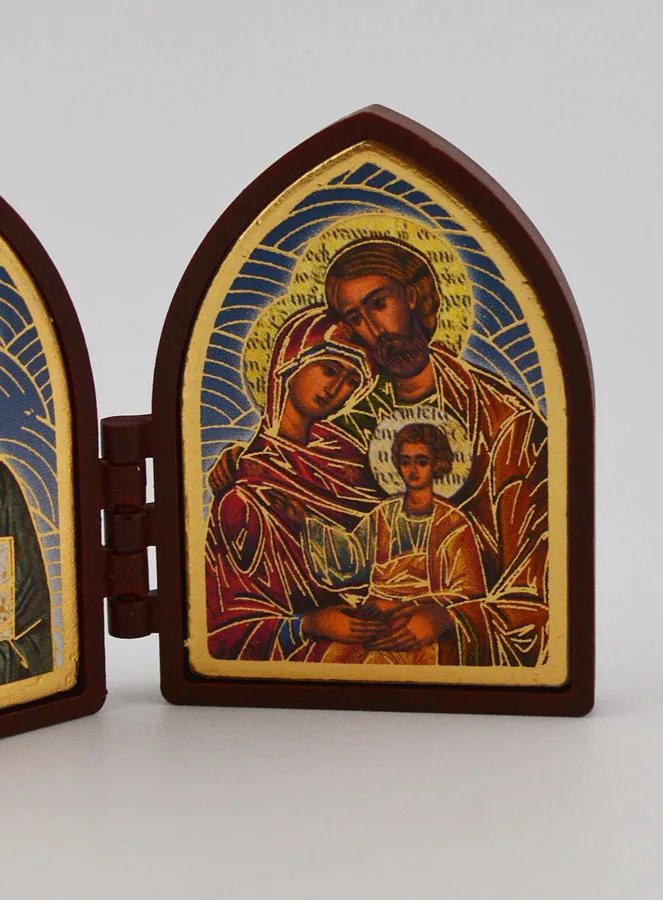 Mini Diptychon Ikone – Christus Pantokrator und Heilige Familie (pic 3)