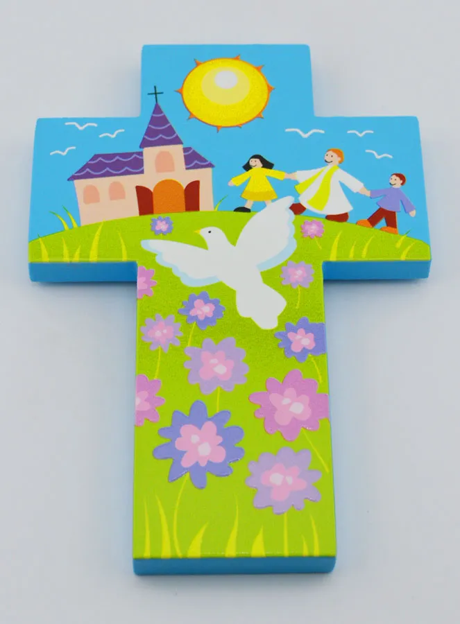 Kinderkreuz aus Holz – Priester und Taube (pic 2)