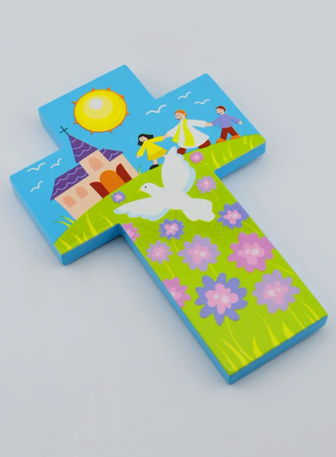 Kinderkreuz aus Holz – Priester und Taube (pic 3)