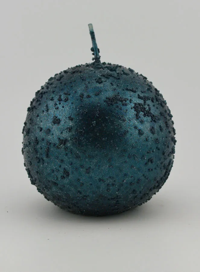 Dekokerze in Kugelform mit Glitzer – Blau-Grün (pic 1)
