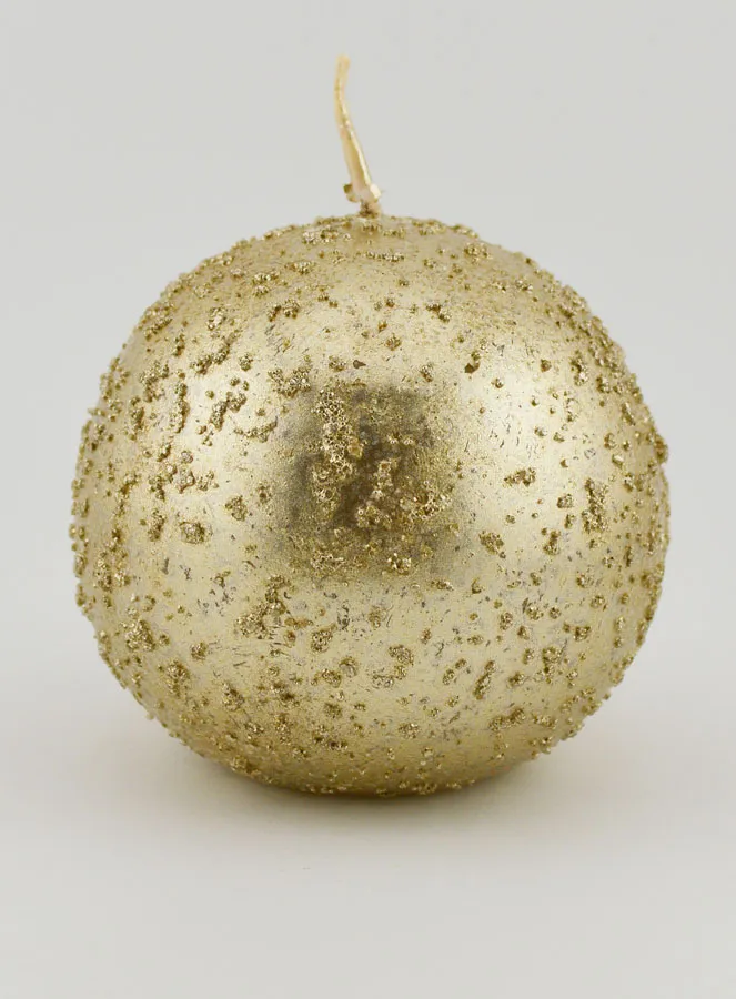 Kerze Weihnachtskugel mit Glitzer – Champagner (pic 1)