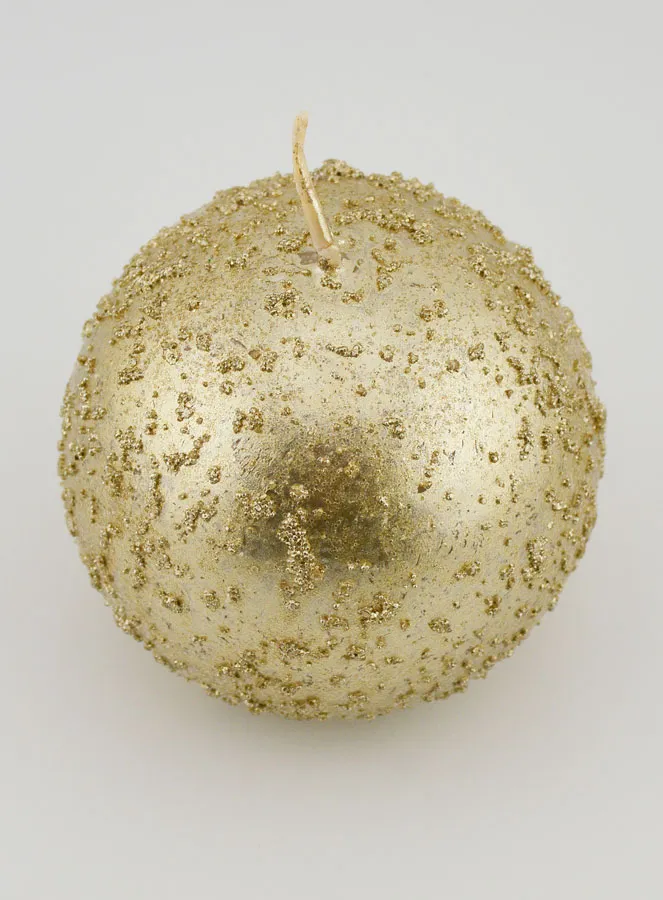 Kerze Weihnachtskugel mit Glitzer – Champagner (pic 2)
