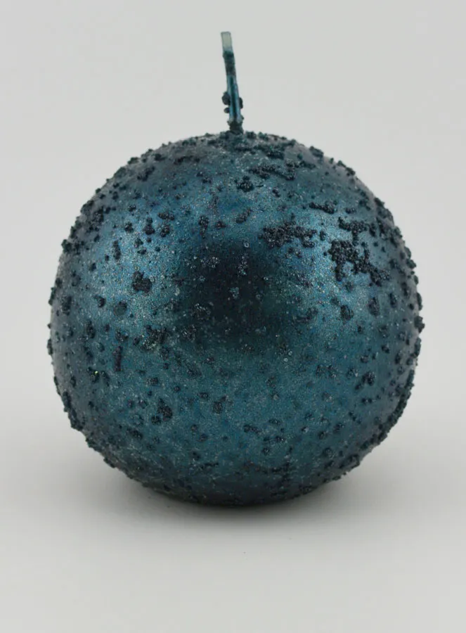 Glitzernde Weihnachtskugel Kerze – Blaugrün (pic 1)