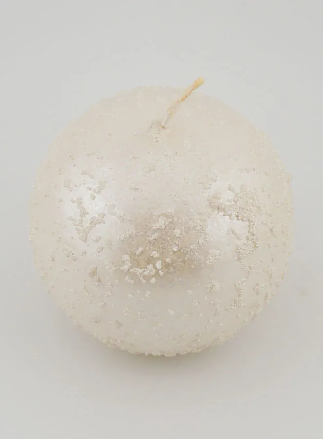 Deko-Kerze in Kugelform mit Glitzer – Perl Weiß (pic 2)