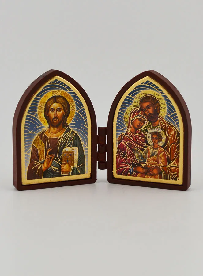 Kleine Diptychon Ikone – Christus Pantokrator und die Heilige Familie (pic 1)