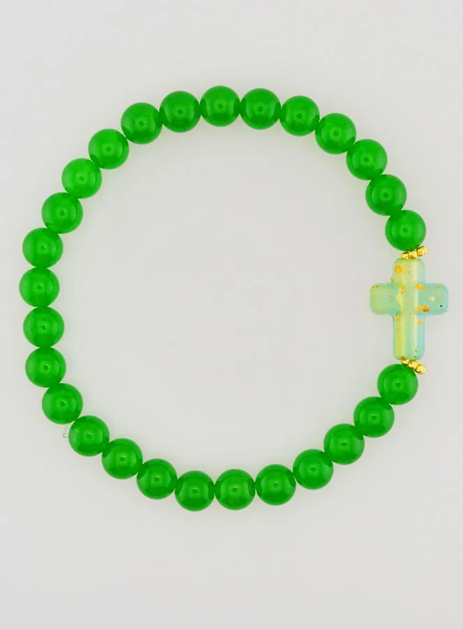 Religiöses Armband mit Kreuz und Grüner Jade (pic 1)