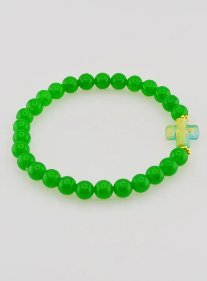 Religiöses Armband mit Kreuz und Grüner Jade (pic 2)