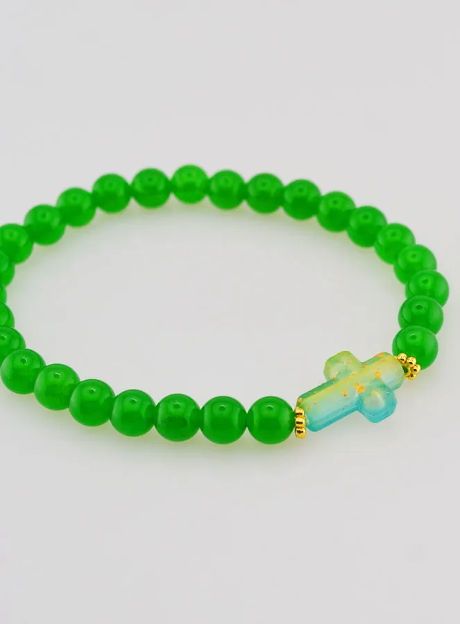 Religiöses Armband mit Kreuz und Grüner Jade (pic 3)