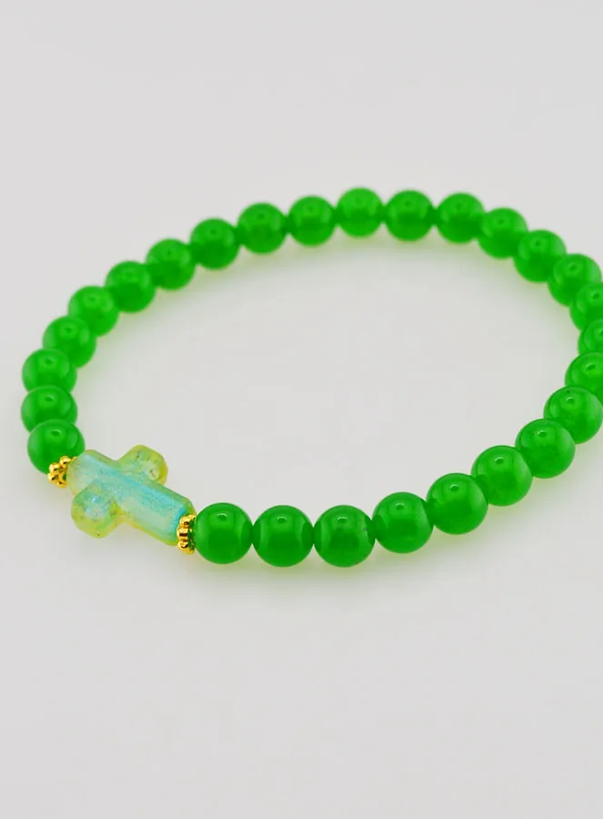Religiöses Armband mit Kreuz und Grüner Jade (pic 4)