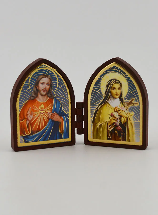 Mini Diptychon Ikone – Heiligstes Herz Jesu und Heilige Theresa (pic 1)