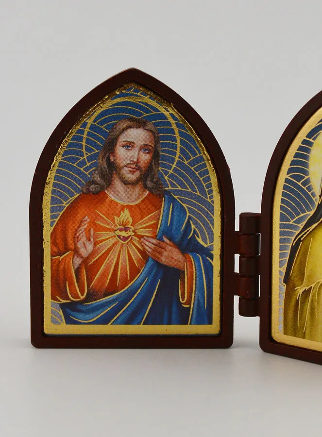 Mini Diptychon Ikone – Heiligstes Herz Jesu und Heilige Theresa (pic 2)