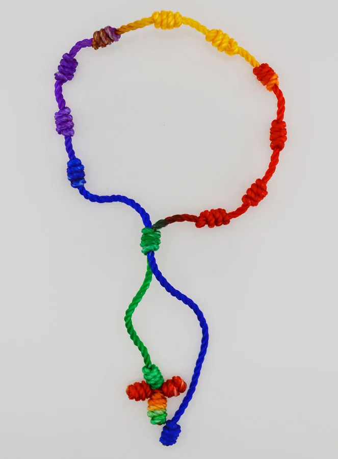 Zehner Rosenkranz Armband Bunte Kordel (pic 1)