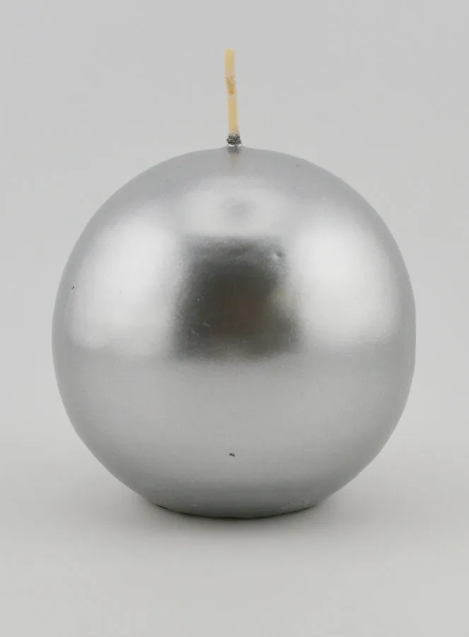 Runde Dekokerze 8cm – Silber (pic 1)