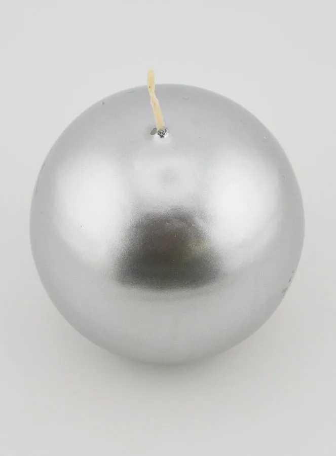 Kerze Weihnachtskugel 8cm – Silber (pic 2)