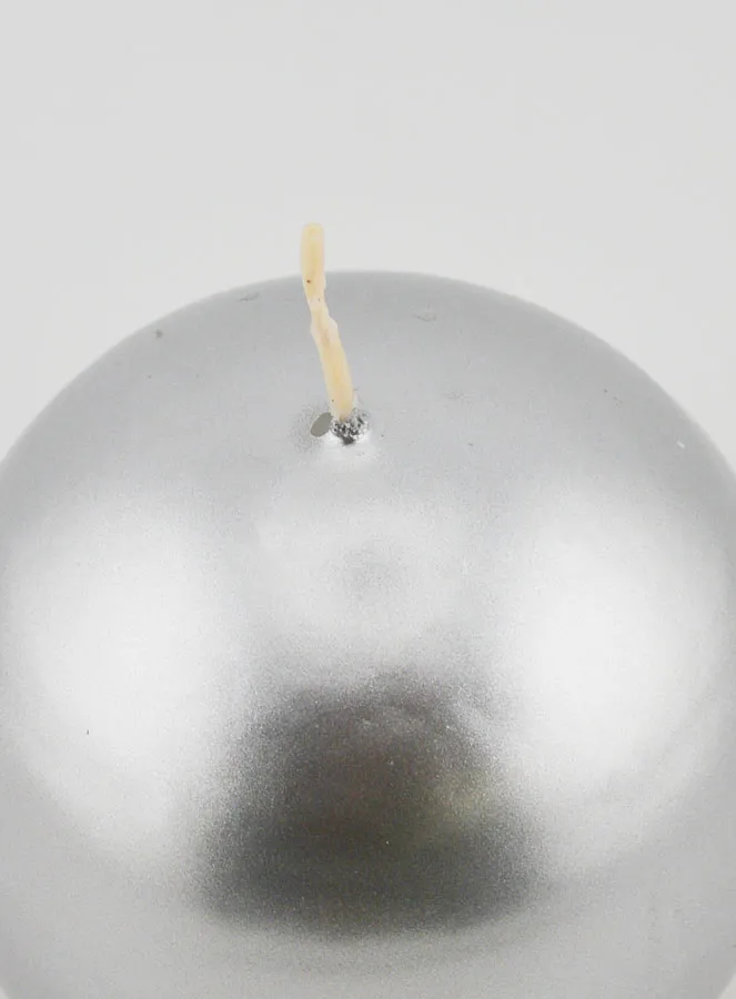 Kerze Weihnachtskugel 8cm – Silber (pic 4)