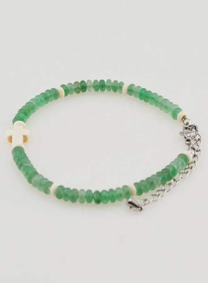 Armband mit Kreuz und Grünen Steinen (pic 2)
