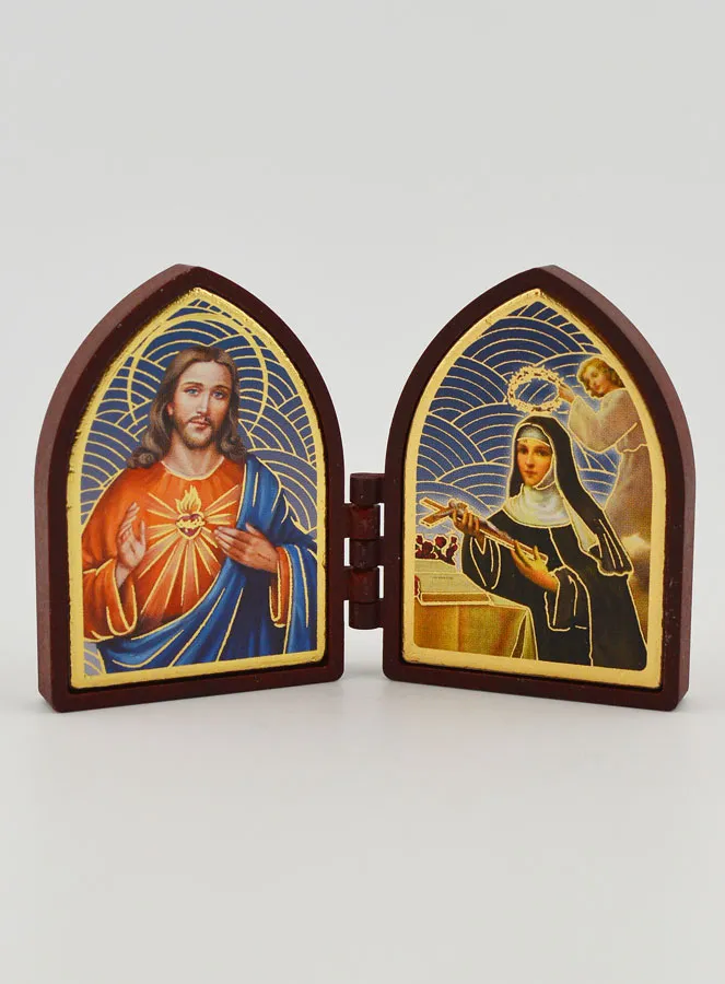 Kleine Diptychon Ikone – Herz Jesu und Heilige Rita (pic 1)