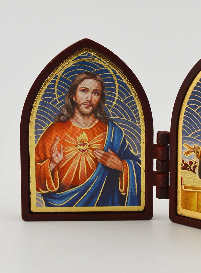Kleine Diptychon Ikone – Herz Jesu und Heilige Rita (pic 2)