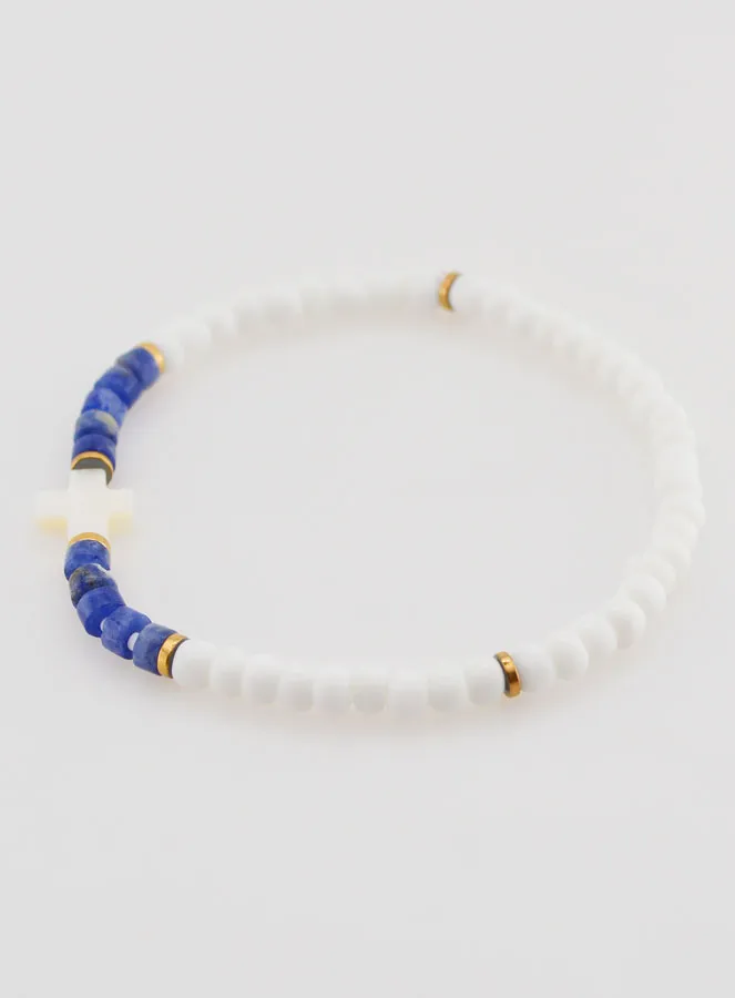 Religiöses Armband aus Stein und Perlmutt – Blau (pic 2)