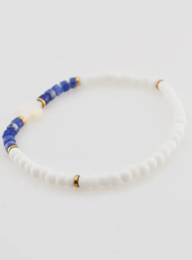 Religiöses Armband aus Stein und Perlmutt – Blau (pic 4)