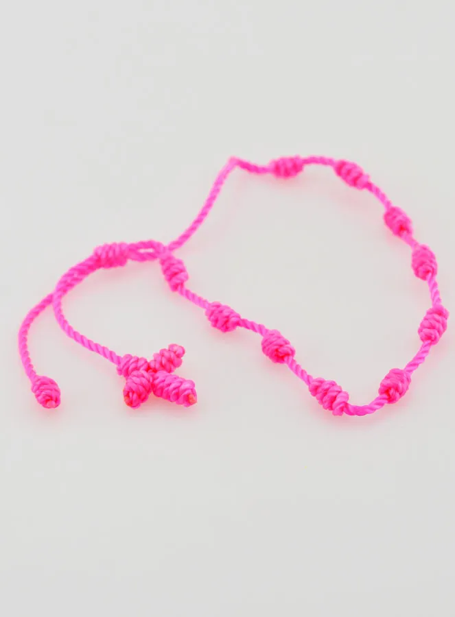 Zehner Rosenkranz Armband aus Neon Rosa Kordel (pic 4)