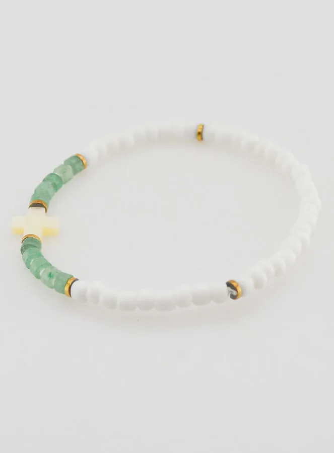Religiöses Armband aus Stein und Perlmutt – Grün (pic 2)