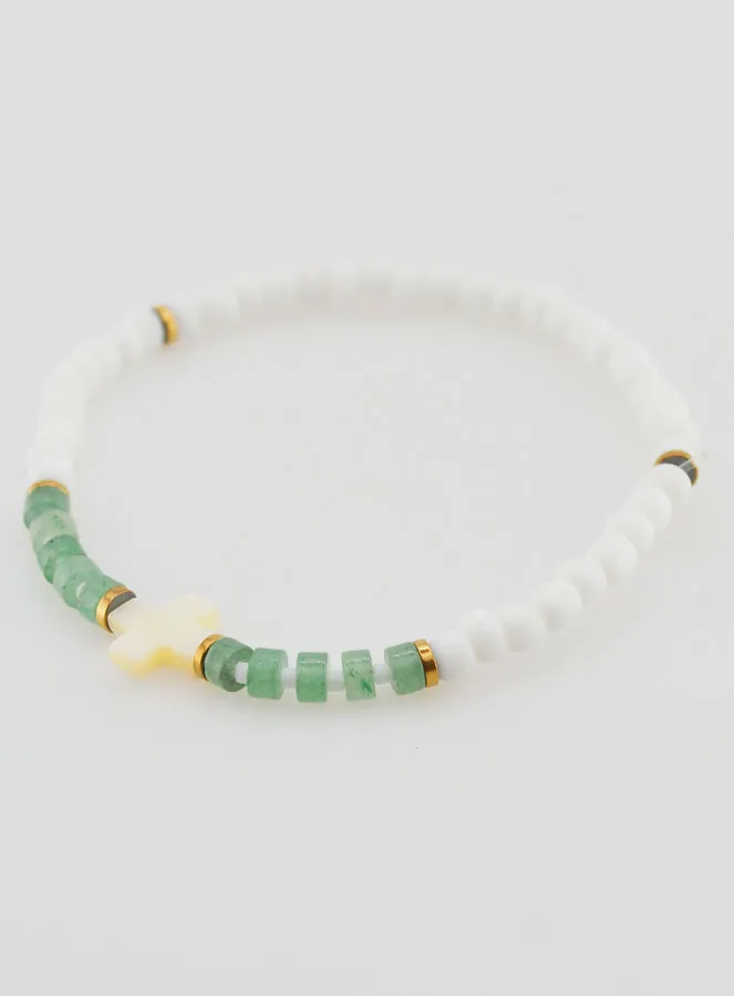 Religiöses Armband aus Stein und Perlmutt – Grün (pic 3)