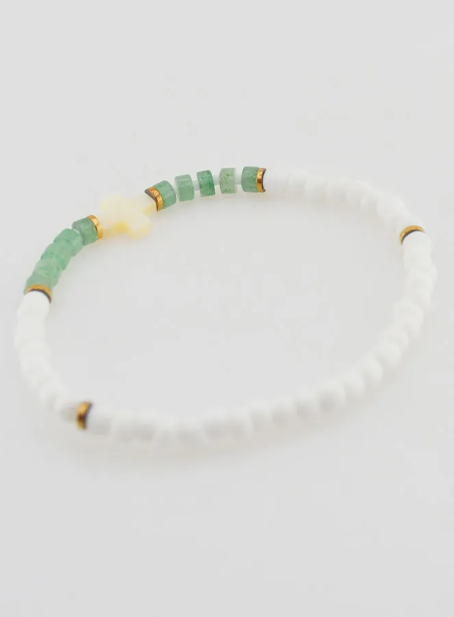 Religiöses Armband aus Stein und Perlmutt – Grün (pic 4)