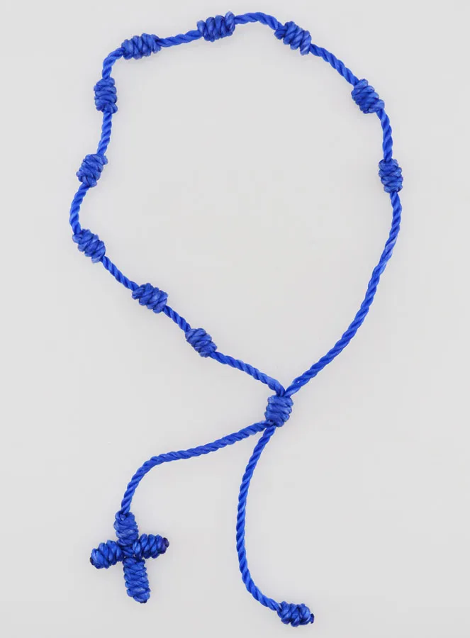 Zehner Rosenkranz Armband aus Kordel – Blau (pic 1)
