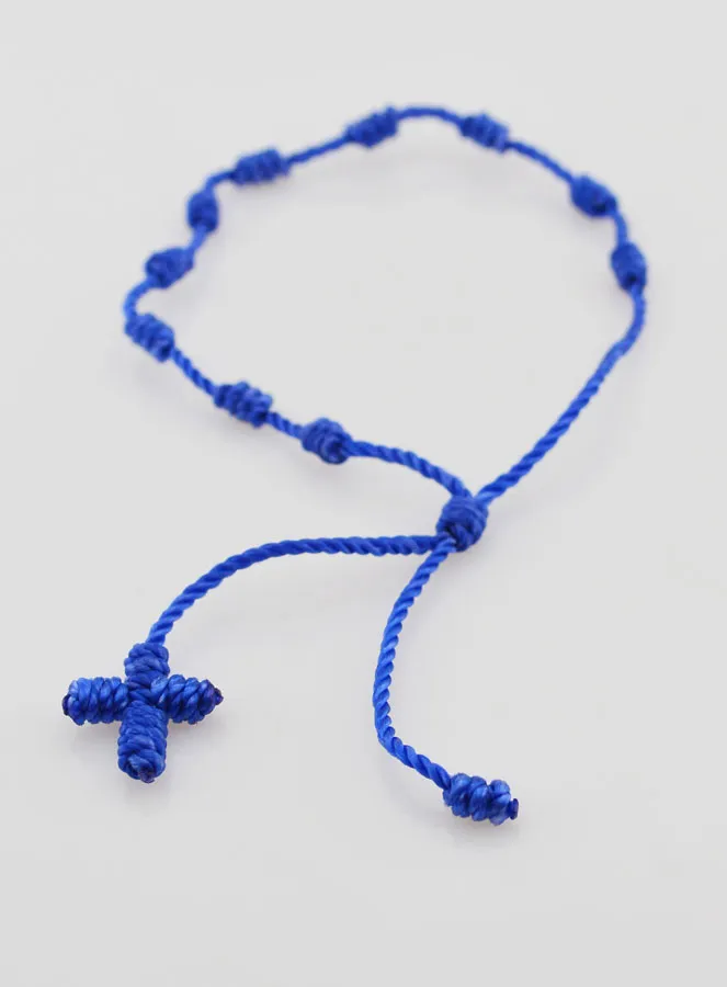 Zehner Rosenkranz Armband aus Kordel – Blau (pic 2)