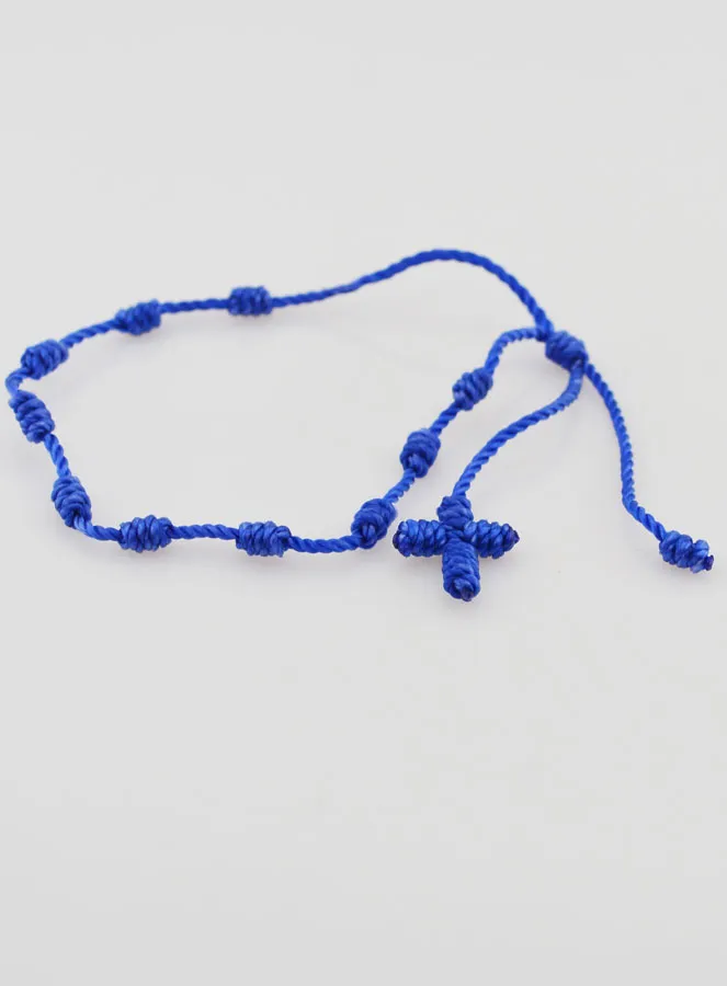 Zehner Rosenkranz Armband aus Kordel – Blau (pic 3)