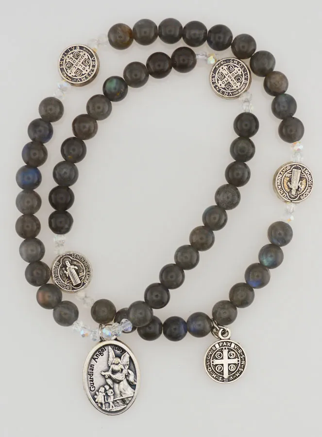 Rosenkranz aus Naturstein – Labradorit, H. Benedikt und H. Michael (pic 1)