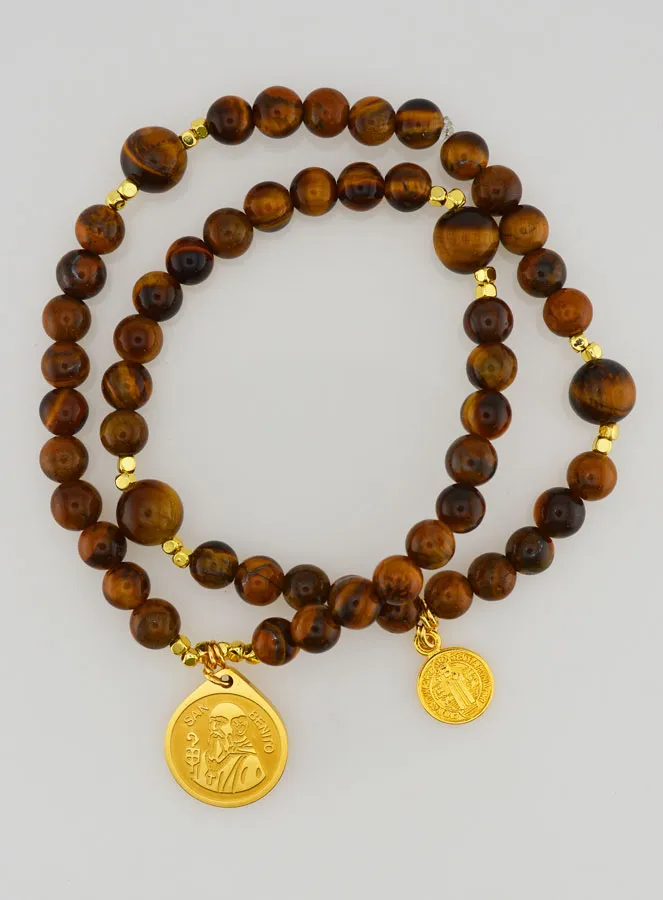 Rosenkranz des Heiligen Benedikt aus Tigerauge (pic 1)