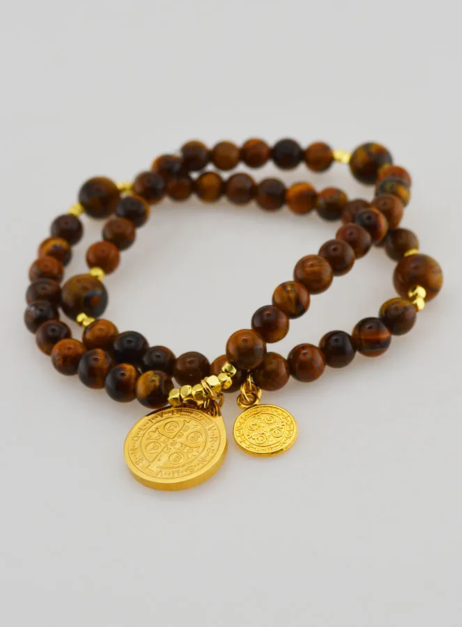 Rosenkranz des Heiligen Benedikt aus Tigerauge (pic 2)
