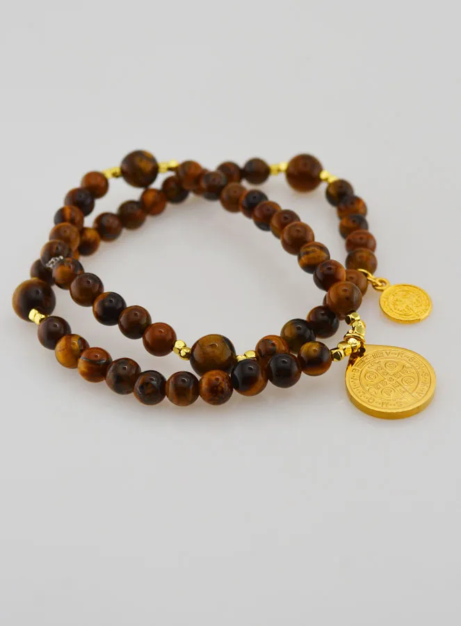 Rosenkranz des Heiligen Benedikt aus Tigerauge (pic 3)