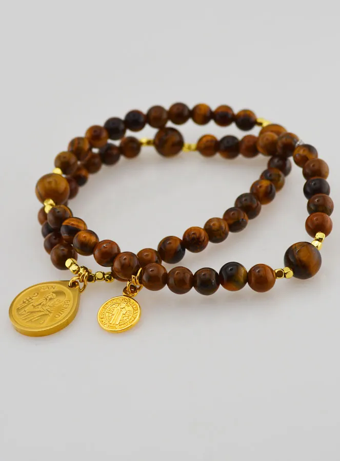 Rosenkranz des Heiligen Benedikt aus Tigerauge (pic 4)