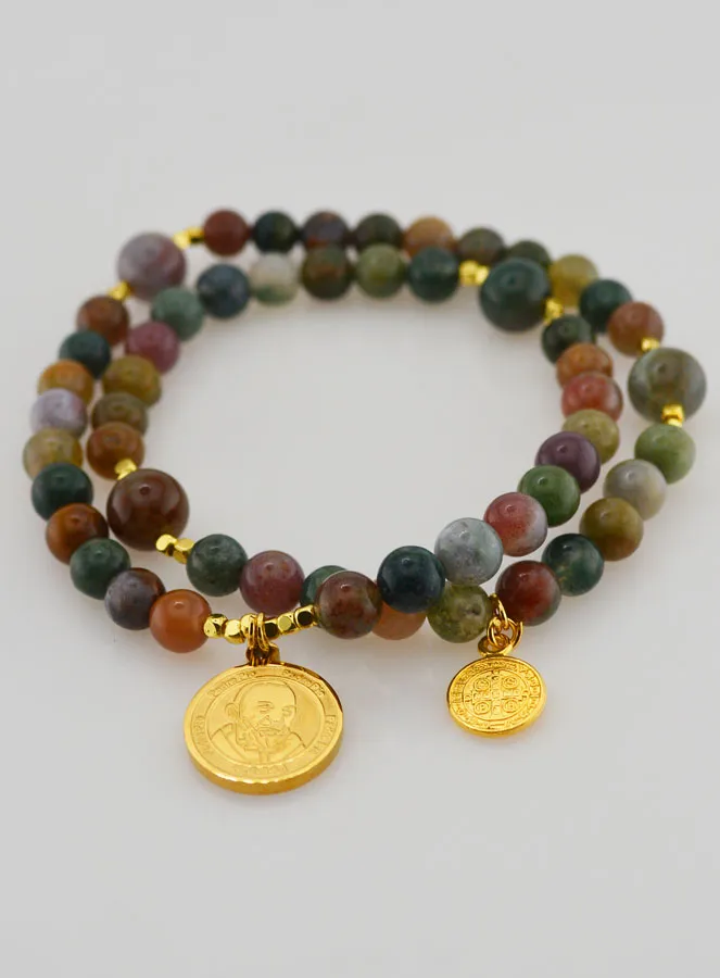 Rosenkranz Pater Pio und Heiliger Benedikt aus Achat (pic 2)
