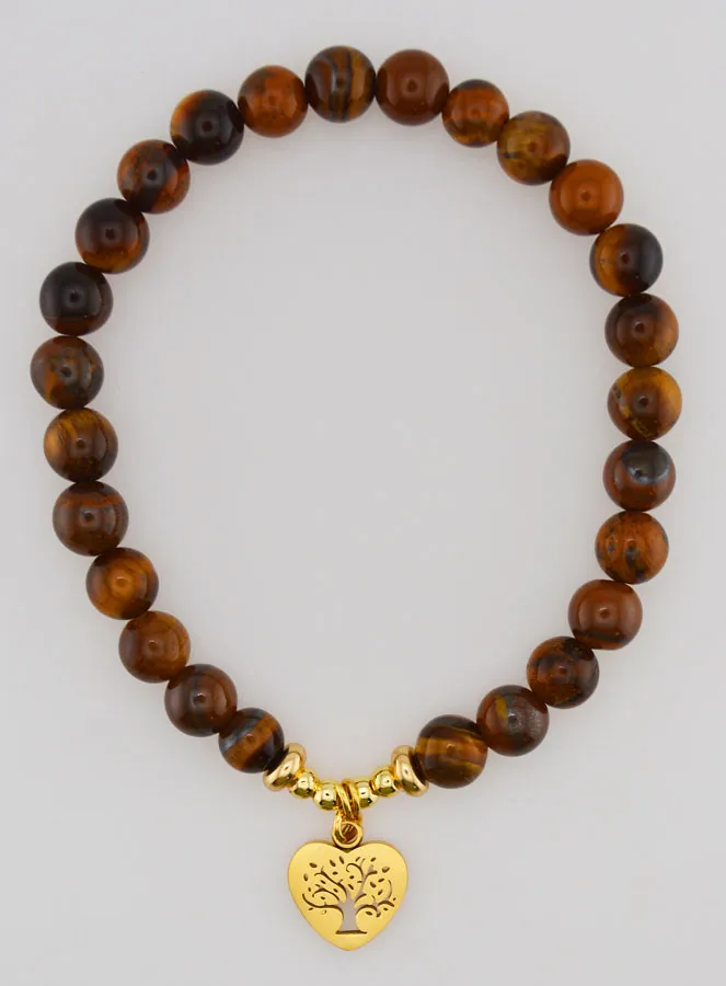 Armband aus Natursteinen – Tigerauge und Baum des Lebens (pic 1)